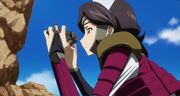 Sayoko of Resurrection, using binoculars.