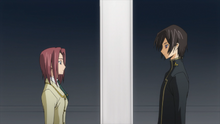 Lelouch asking Kallen with his Geass.