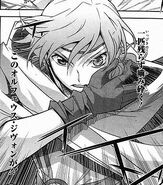 Orpheus with Geass in his left eye (scan from a manga chapter)