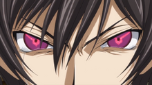 Lelouch with Geass evolved to encompass both eyes.