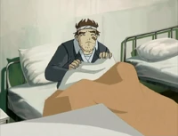 Jim in the infirmary after being attacked by Teddygozilla.
