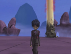 Walking closer to Aelita with the activated tower behind him.