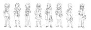 Various concept art of Mrs. Dunbar.