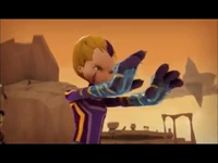 Odd preparing himself with his Laser Arrows gloves.