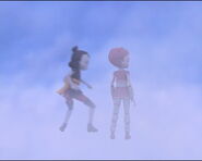 Yumi et Aelita dans le brouillard à la recherche de la tour.