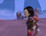 Yumi protecting Aelita from William.