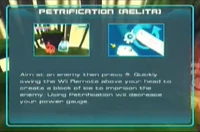 An intruction menu showing how to use Aelita's Petrification.