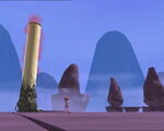 Aelita heads for the tower in the Mountain Sector.