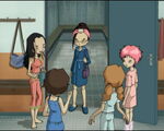 Aelita with other girls in the bathroom.