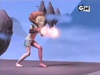 Aelita makes an energy shield to protect herself.