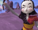 Yumi catches her Tessen Fan in the Mountain Sector.