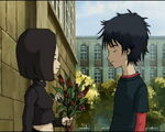 William gives Yumi roses for Valentine's day.