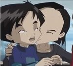 Getting a kiss on the cheek from Yumi.