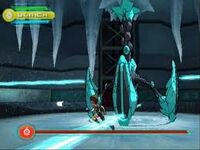 Actual gameplay shows Ulrich battling an ice boss.