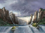 A concept art of the location of the Mountain Replika's supercomputer.
