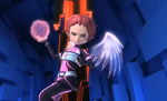 Aelita flying for the tower while holding an Energy Field.