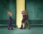 Aelita being comforted by Jeremie.