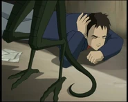 He's attacked by his own monster.