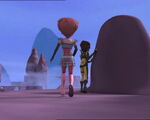 Aelita sneaking behind Ulrich.