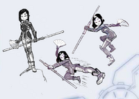 Concept art of Yumi with Bo Staff.