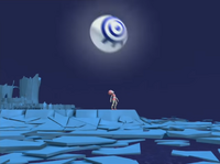 The Orb about to pick up Aelita in the Ice Sector.