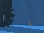 ...and back towards Aelita as she runs towards the Way Tower...