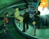 Jim and two agents confront Jeremie in the Lab.