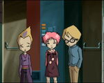 Jeremie, Aelita, and Odd in front of the vending machine.