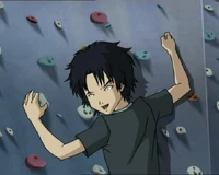William taunts Ulrich while they climb the rock wall.