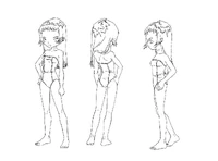 Concept art of Bringa in her swimsuit.