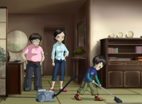 Hiroki, Takeho and Akiko Ishiyama in Season 4 outfits
