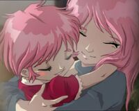 Hugging little Aelita in in a flashback seen in The Key.