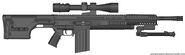 The S25D is a high-tech Battle/Designated Marksman Rifle, capable of dropping enemies at ranges up to 1300 yards. The rifle is used in both military service, and by civilians, for hunting.