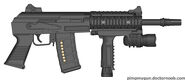 The RP-880 is an SLP submachine gun used by SWAT teams in CQC. It possesses a 24 round magazine, built-in foregrip, low recoil, and high power. Because of this, it is deadly at close range, but may be a bit inaccurate at long range. It's not commonly seen, however, but can be seen in states of emergency.