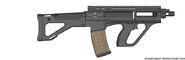 This gun is the XM8 sniper variant, like the M16 sniper variant it is used as a tactical sniper.