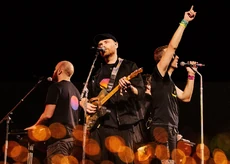 Coldplay recording "One World" live in São Paulo.