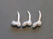 3 sword armes, from left: at the ready, charging and commanding.