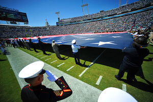 US Navy 110911-N-YR391-035 Service members, firemen and police officers participate in a ceremony commemorating the 10th anniversary of the Sept. 1