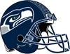 Seahawks present helmet (the helmet color changed from "Seahawk blue" to Navy blue, used since 2012.