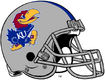 NCAA-Big 12-Kansas Jayhawks Mascot Logo Silver Blue Striped helmet