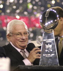 Modell celebrating with Lombardi Trophy after Ravens victory over the NY Giants in Super Bowl XXXV, 2001