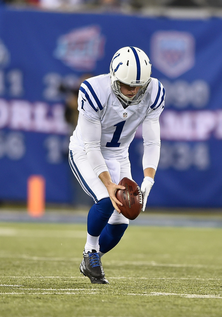 Indianapolis Colts punter Pat McAfee catches the football during warm ups  before the start of an NFL football game against the Seattle Seahawks in  Indianapolis, Sunday, Oct. 4, 2009. (AP Photo/Darron Cummings