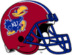 NCAA-Big 12-Kansas Jayhawks Mascot Logo Red striped helmet