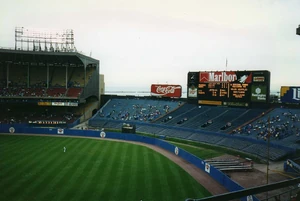 View of center field in 1993. Lake Erie can be seen just outside the stadium, as well as some of the original larger outfield area.
