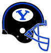 2D version of Cougars' "blackout" helmet which features white oval/royal blue "Y" logo and blue facemask.