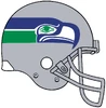 Seahawks original helmet design, with silver facemask, 1976-1982.