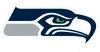 Seahawks current version of redesigned mainlogo, adopted in 2012, with slight change from seahawk blue lower stripe color to silver.