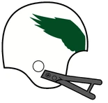 White helmet with kelly green wing logo used from 1970-71
