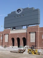 The new scoreboard in the south end zone at Kinnick Stadium.