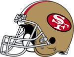 3D view (right side) of 49ers helmet, used from 1964-87 seasons.